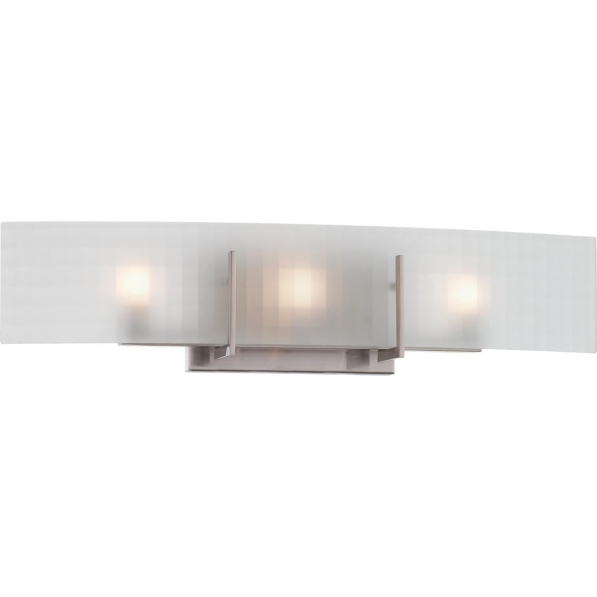 Nuvo 60-5187 Yogi 3-Light Brushed Nickel Halogen Vanity Light Fixture with Frosted Glass