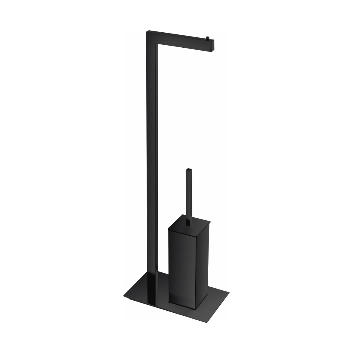Aqua Piazza by KubeBath Free Standing Toilet Paper Holder With Toilet Brush Matte Black