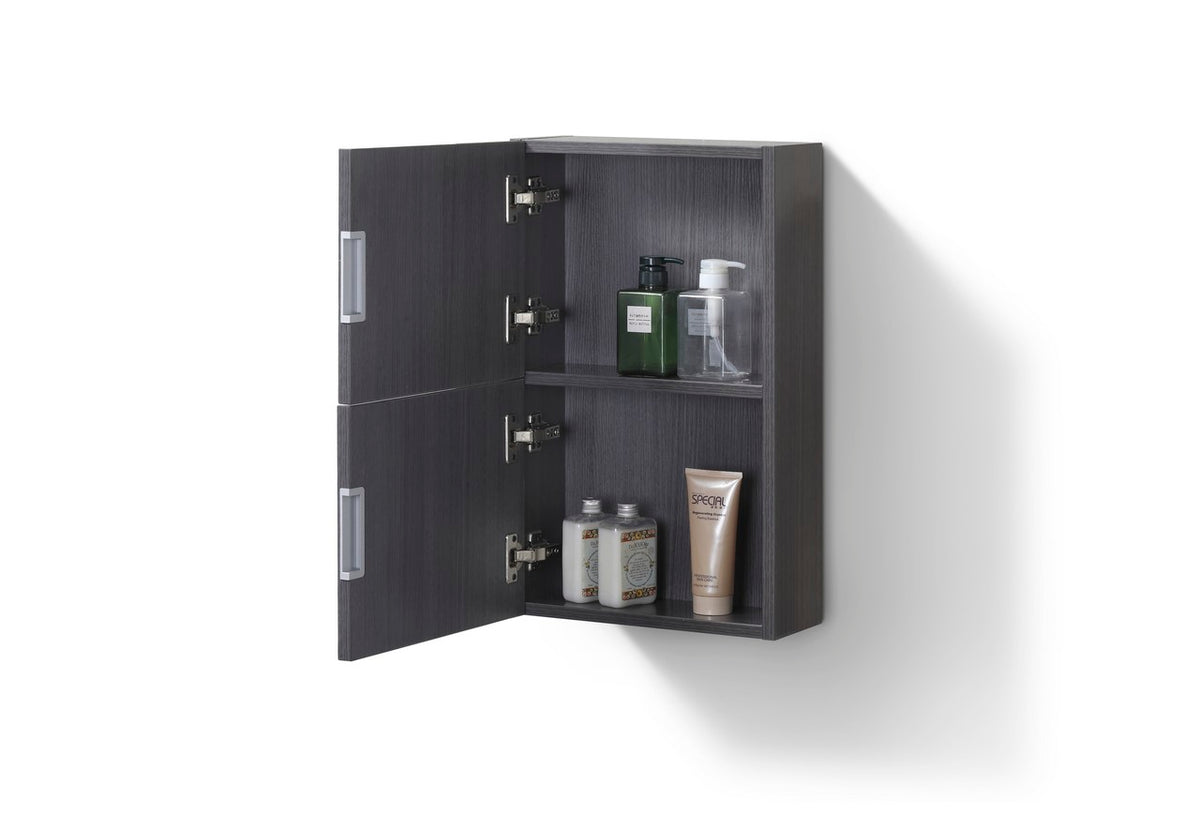 Bathroom Linen Side Cabinet w/ 2 Storage Areas High Gloss Gray Oak
