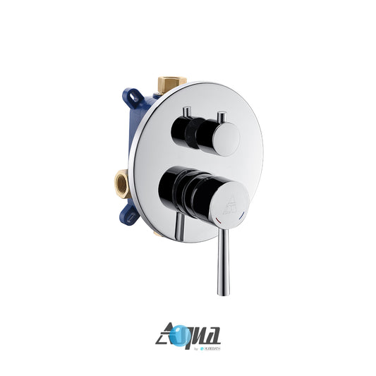 Aqua RONDO Chrome Brass Shower Set w/ 8" Round Rain Shower and 4 Body Jets