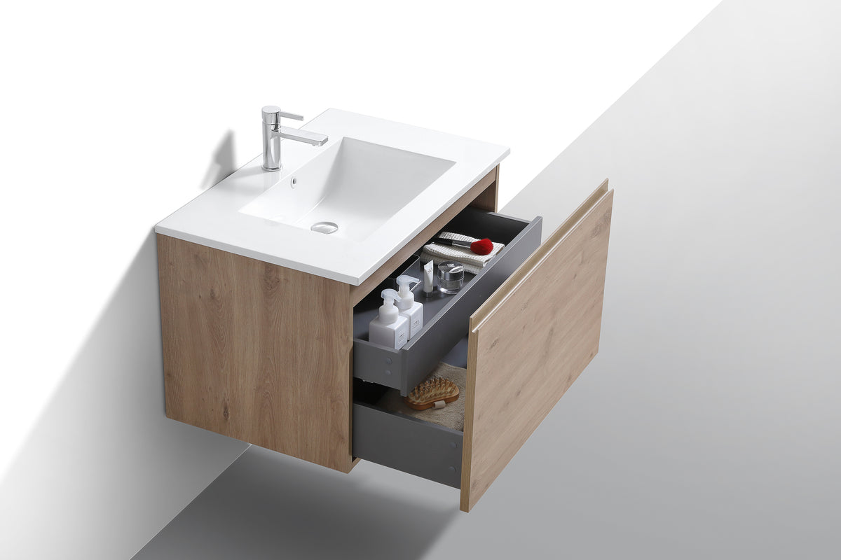 32" Balli Modern Wall Mount Bathroom Vanity - White Oak - Display Model Final Sale