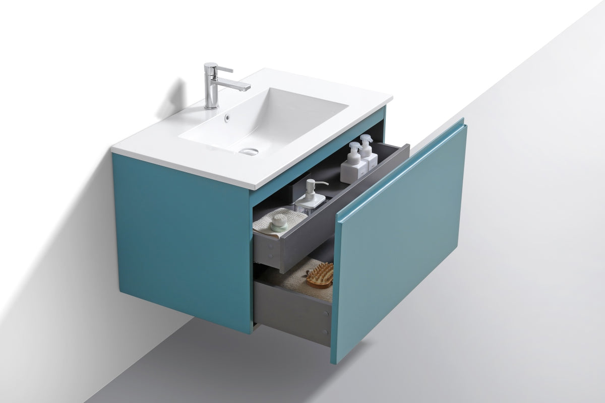 36'' Balli Modern Wall Mount Bathroom Vanity Teal Green