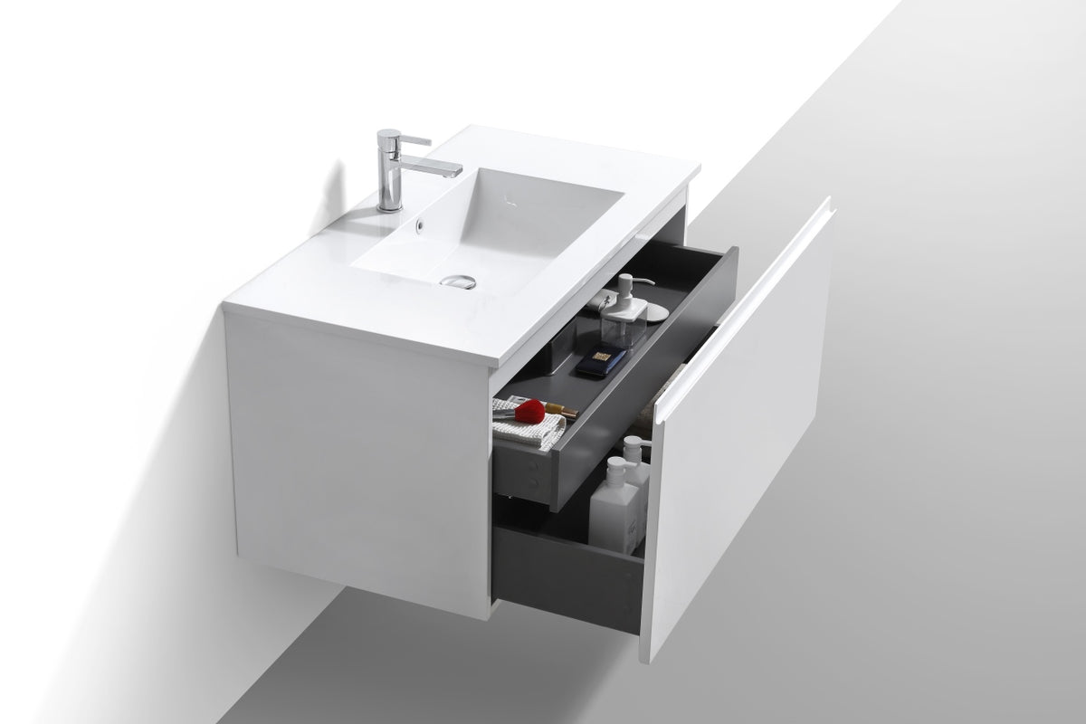40'' Balli Modern Wall Mount Bathroom Vanity Gloss White