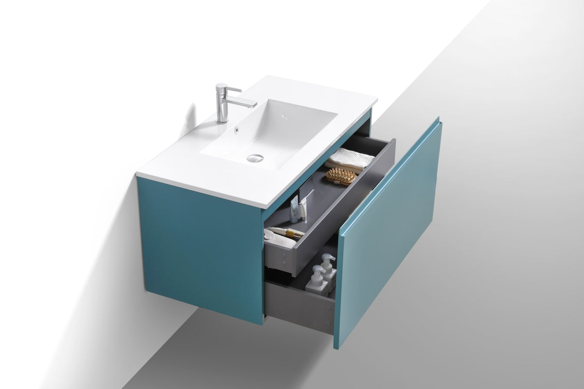 40'' Balli Modern Wall Mount Bathroom Vanity Teal Green