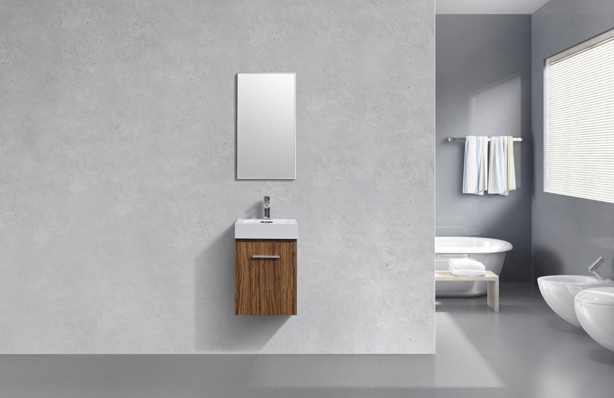 Bliss 16" High Glossy Chestnut Wood Wall Mount Modern Bathroom Vanity