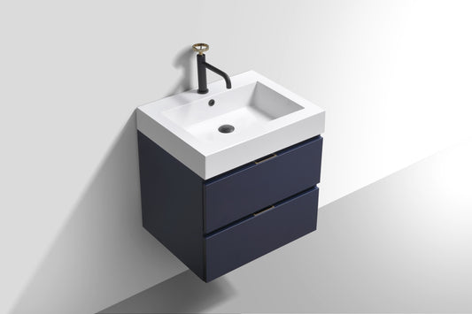 Bliss 24" Navy Blue Wall Mount Modern Bathroom Vanity
