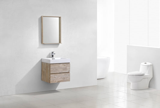 Bliss 24" Nature Wood Wall Mount Modern Bathroom Vanity