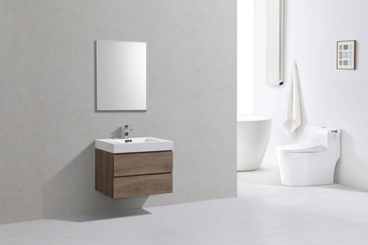 Bliss 30" Butternut Wood Wall Mount Modern Bathroom Vanity - Restock ETA Late Nov