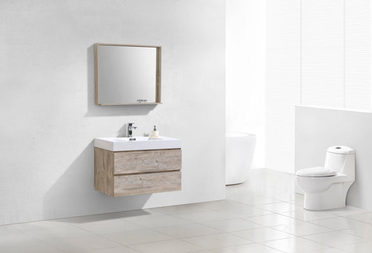 Bliss 36" Nature Wood Wall-Mount Modern Bathroom Vanity