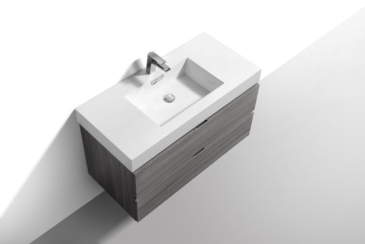 Bliss 36" Vulcan Ash Grey Wall Mount Modern Bathroom Vanity