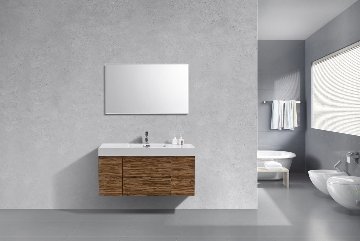 Bliss 48" High Glossy Chestnut Wood Wall Mount Single Sink Modern Bathroom Vanity
