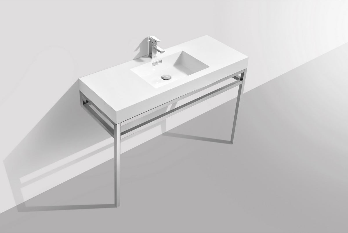 Haus 48" Stainless Steel Console w/ White Acrylic Sink Chrome