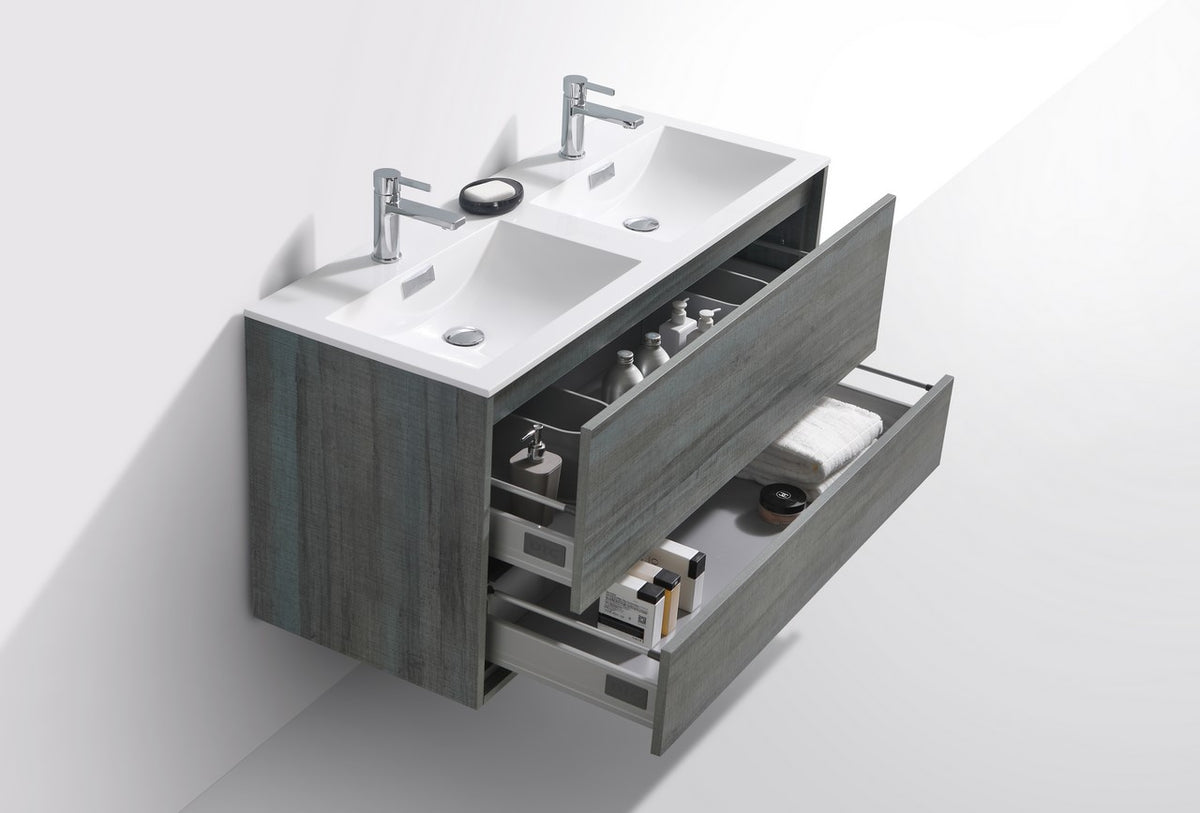 DeLusso 48" Double Sink Ocean Gray Wall Mount Modern Bathroom Vanity My Store