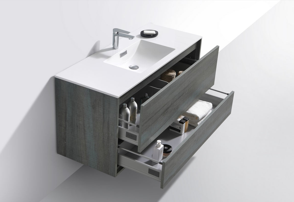 DeLusso 48" Single Sink Ocean Gray Wall Mount Modern Bathroom Vanity