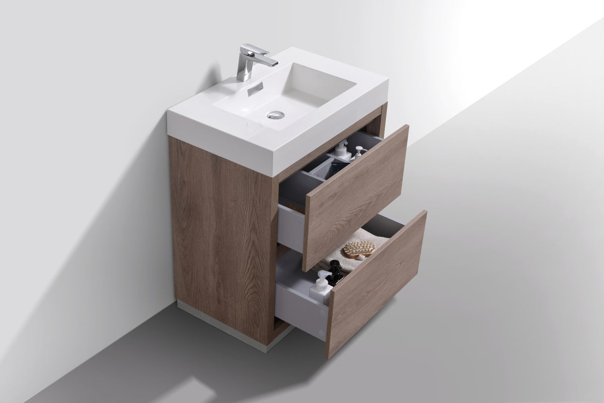 Bliss 30" Floor-Mount Modern Bathroom Vanity - Butternut - Restock ETA Late Oct