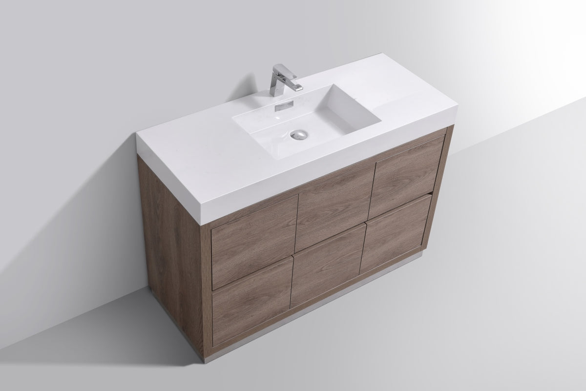 Bliss 48" Modern Single Sink Floor Mount Bathroom Vanity – Butternut