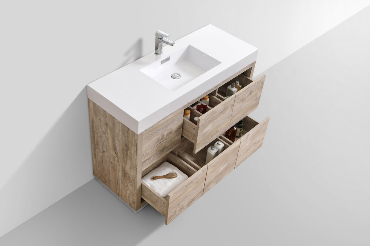 Bliss 48" Modern Single Sink Floor Mount Bathroom Vanity – Nature Wood