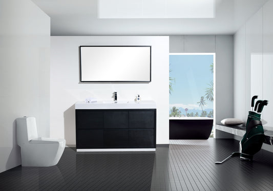 Bliss 60" Single Sink Floor Mount Black Modern Bathroom Vanity