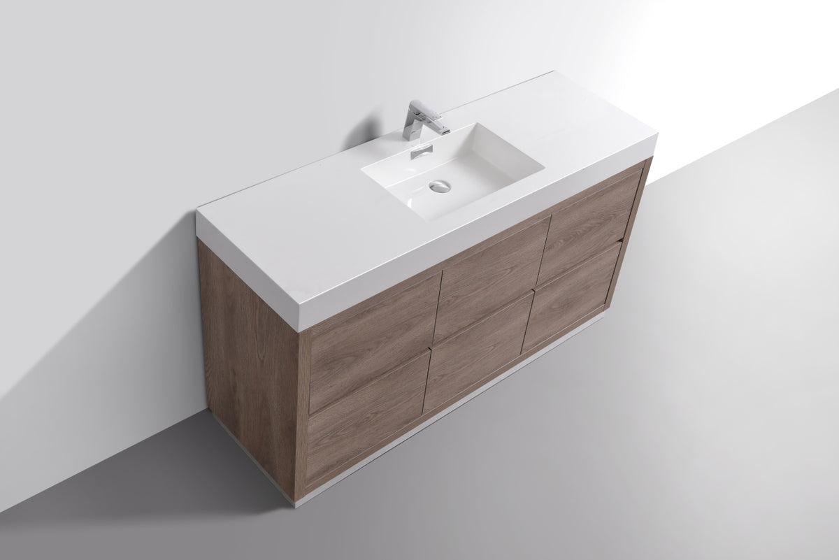Bliss 60" Modern Single Sink Floor Mount Bathroom Vanity – Butternut