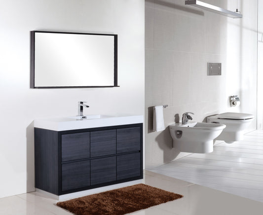 Bliss 60" Single Sink Floor Mount Gray Oak Modern Bathroom Vanity
