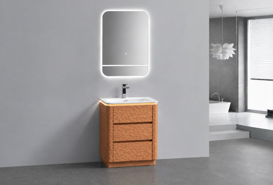 24" Lumi Floor-Mount Single Sink Modern Bathroom Vanity – Oakwood - ETA End of Nov