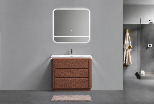 36" Lumi Floor-Mount Single Sink Modern Bathroom Vanity – Weathered Wood - ETA End of Nov