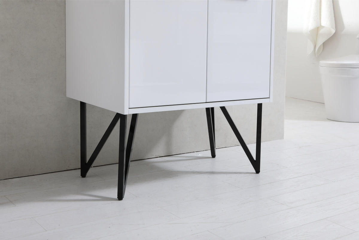 BOSCO 30" High Gloss White Modern Bathroom Vanity w/ Quartz Countertop