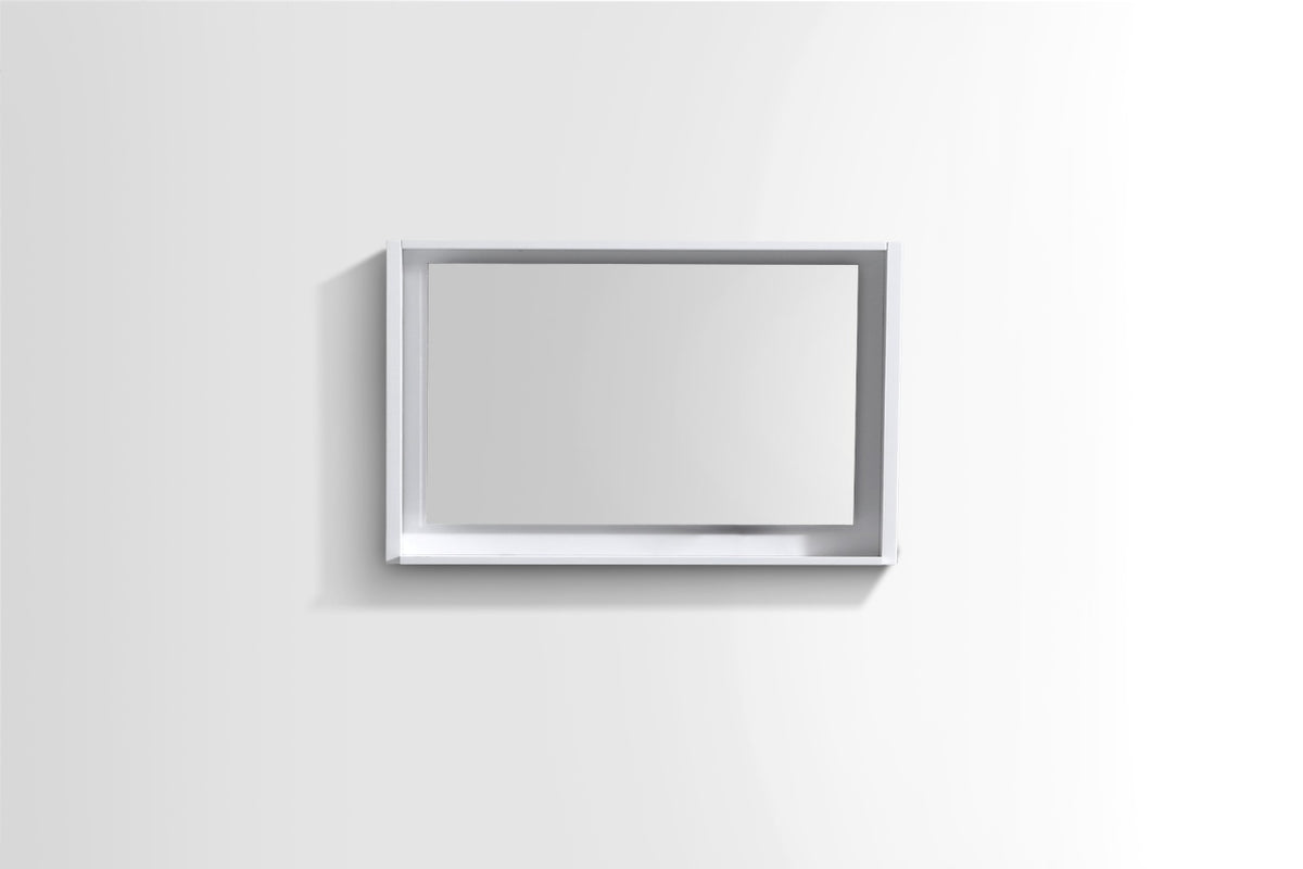 40" Wide Mirror w/ Shelf High Gloss White