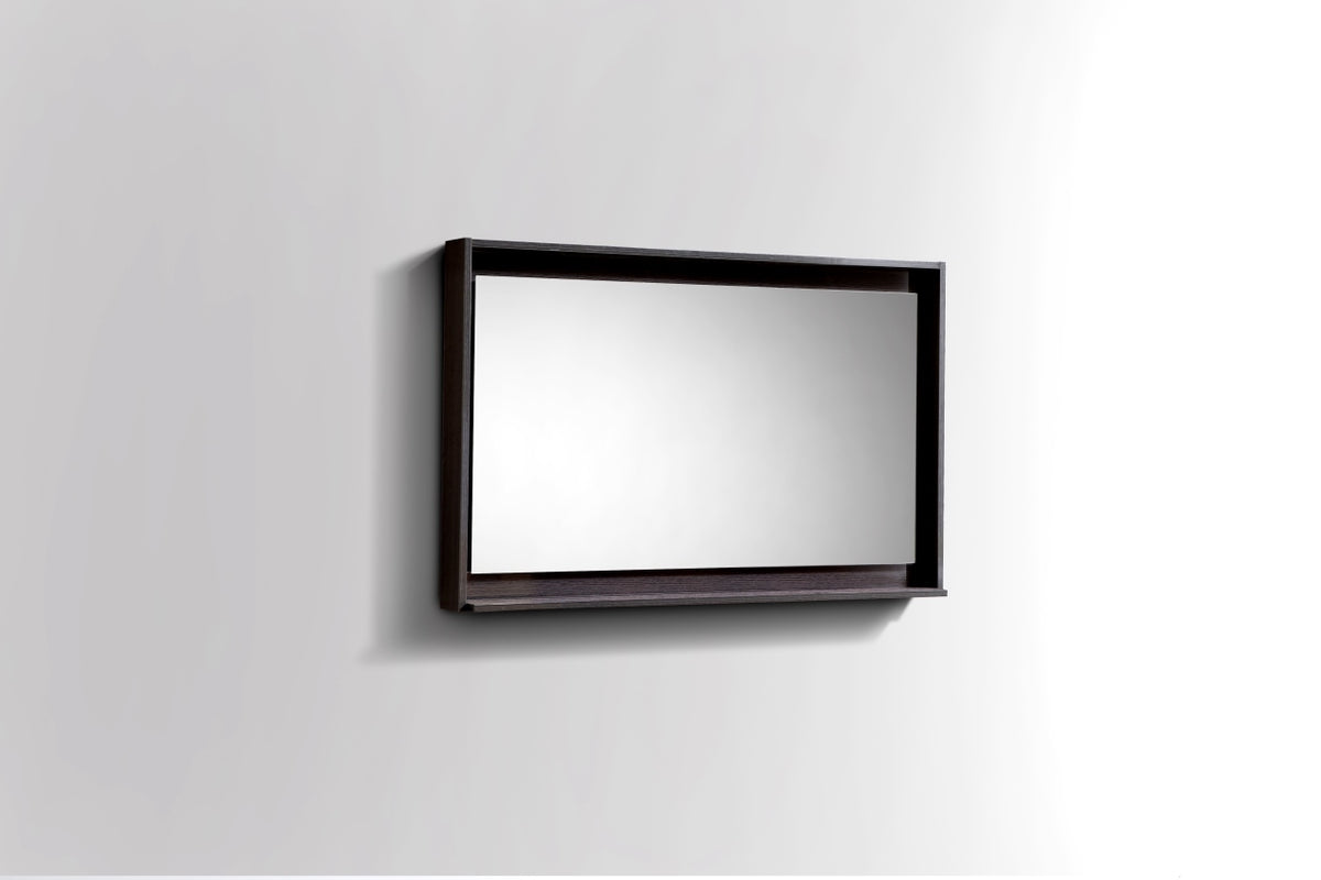 40" Wide Mirror w/ Shelf High Gloss Gray Oak