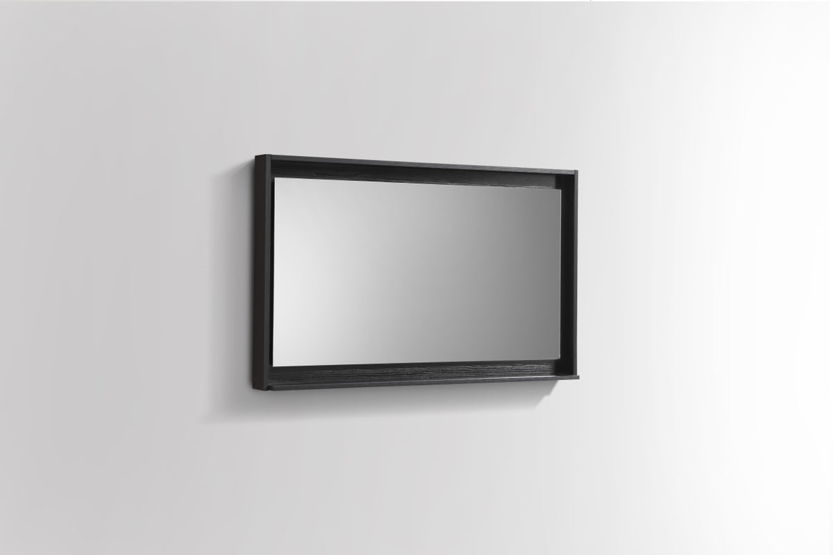 48" Wide Mirror w/ Shelf Black