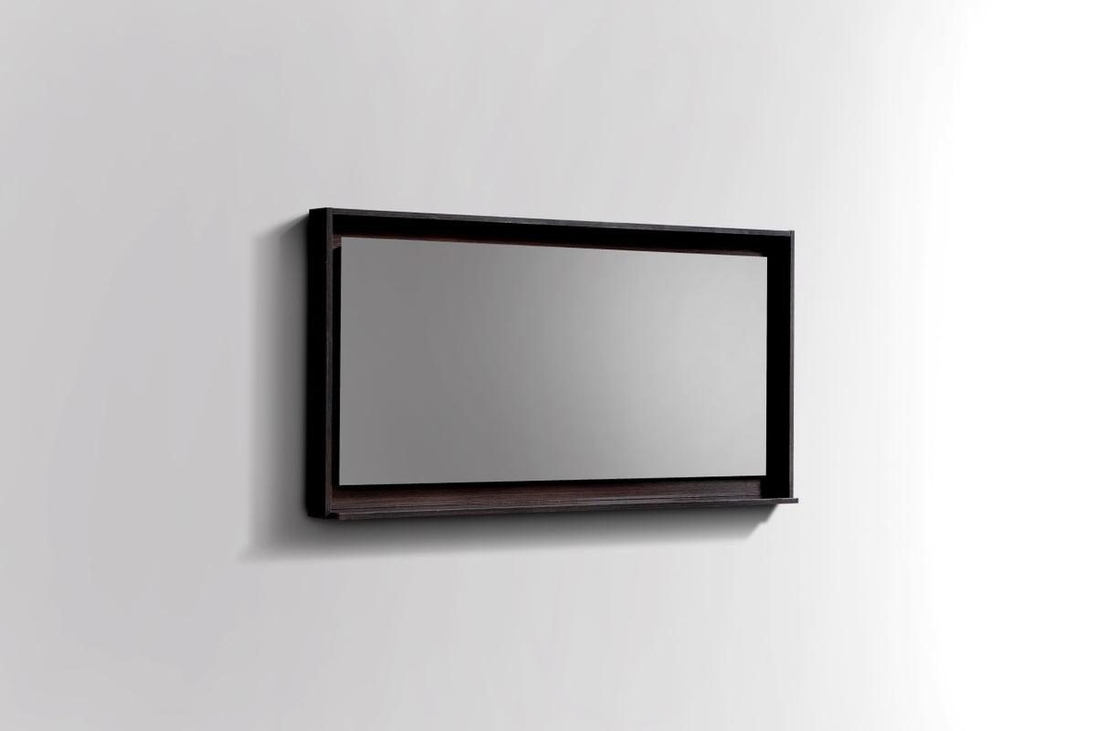 48" Wide Mirror w/ Shelf High Gloss Gray Oak