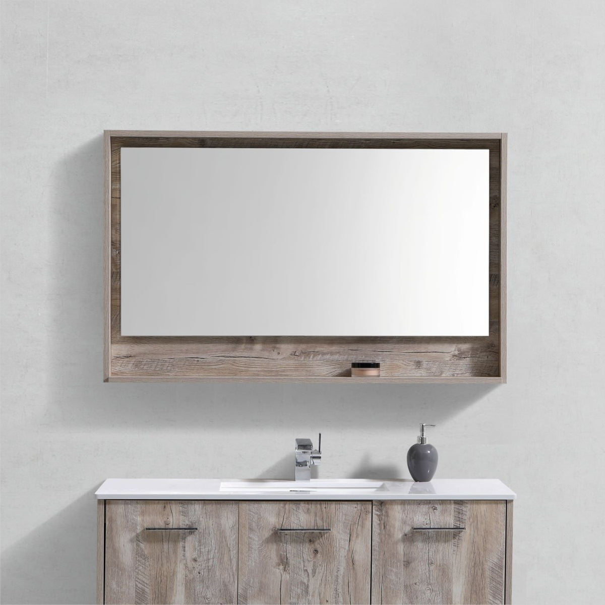 48" Wide Mirror w/ Shelf Nature Wood