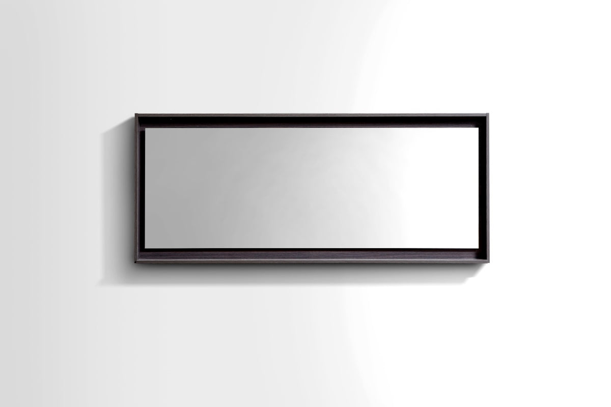 Bliss 60" High Gloss Gray Oak Wall Mount Single Sink Modern Bathroom Vanity Included Matching Mirror