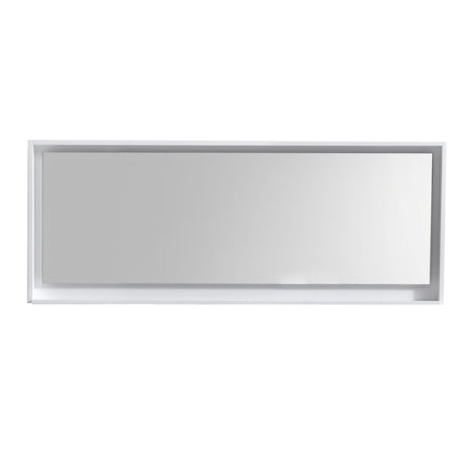 70" Wide Mirror w/ Shelf Glossy White