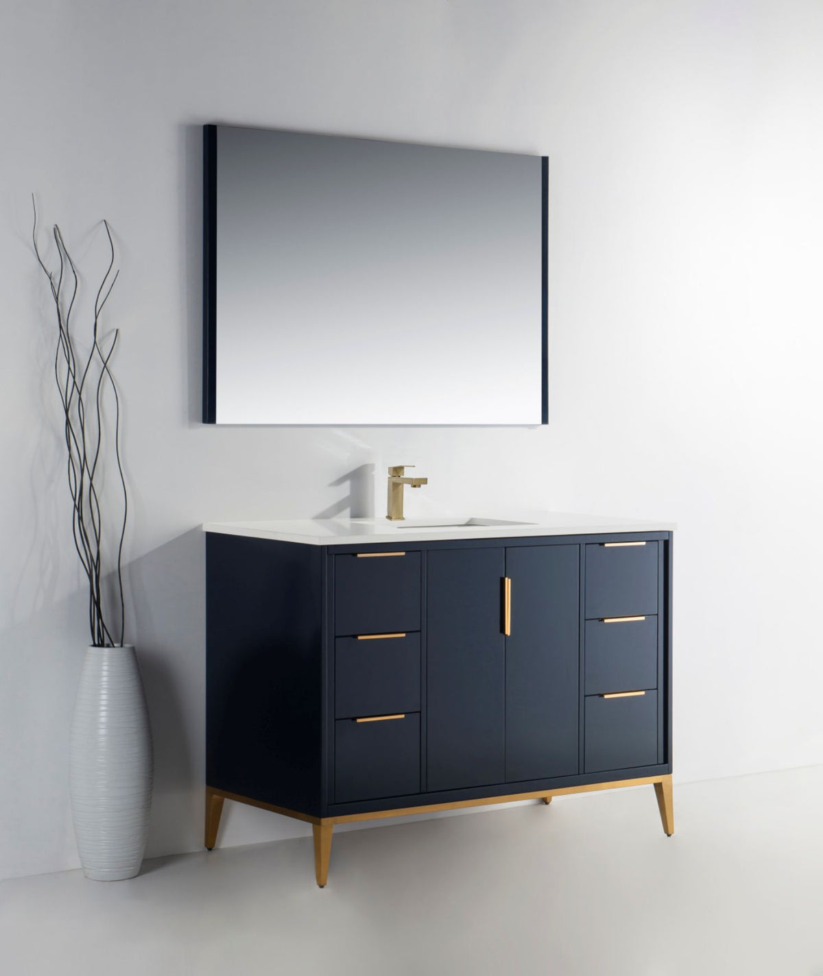 Divani 48'' Navy Blue Vanity W/ Quartz Counter Top - Restock ETA Mid of Nov