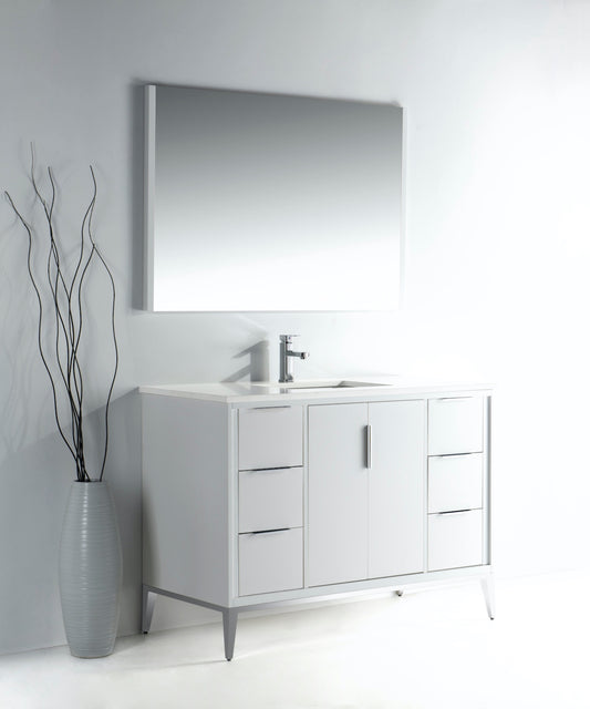 Divani 48'' Gloss White Vanity W/ Quartz Counter Top