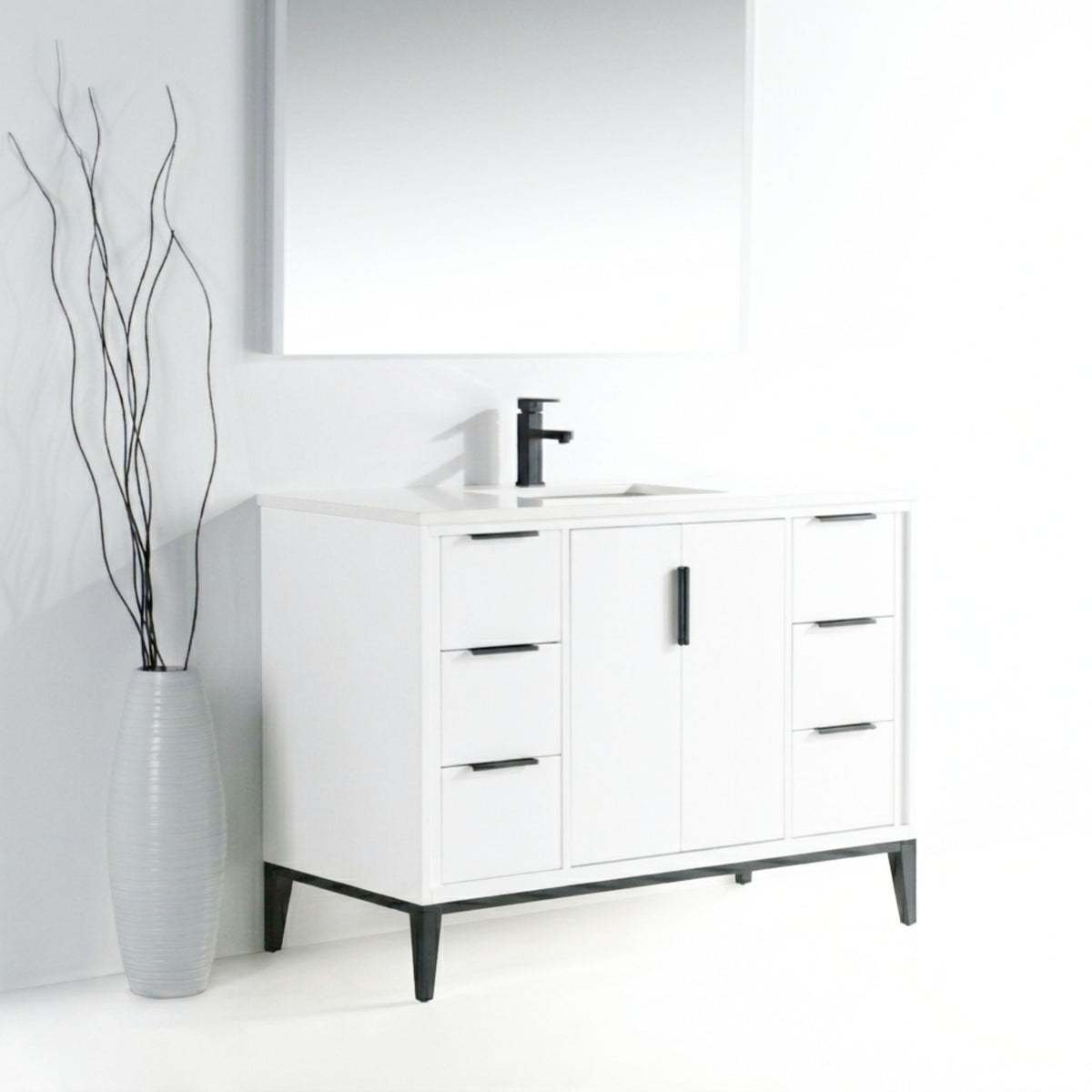 Divani 48'' Gloss White Vanity W/ Quartz Counter Top