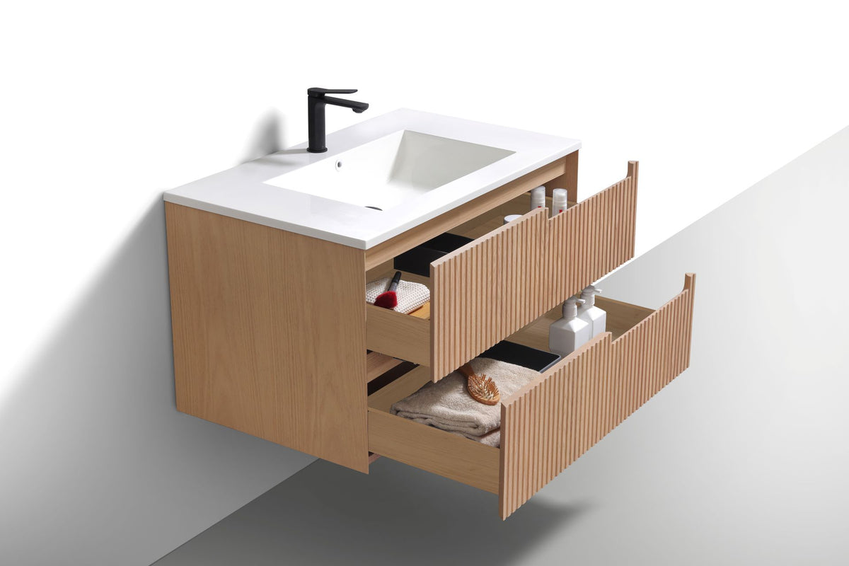 Kubebath Fiore 36'' Oakwood Wall Mount Vanity