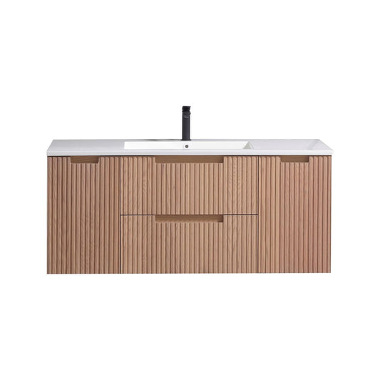 Kubebath Fiore 48'' Oakwood Single Sink Wall Mount Vanity