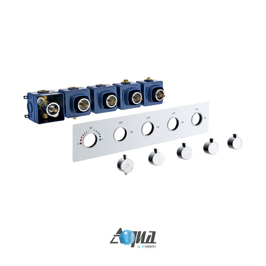 Aqua Piazza by KubeBath 4-Way Thermostatic Valve Chrome