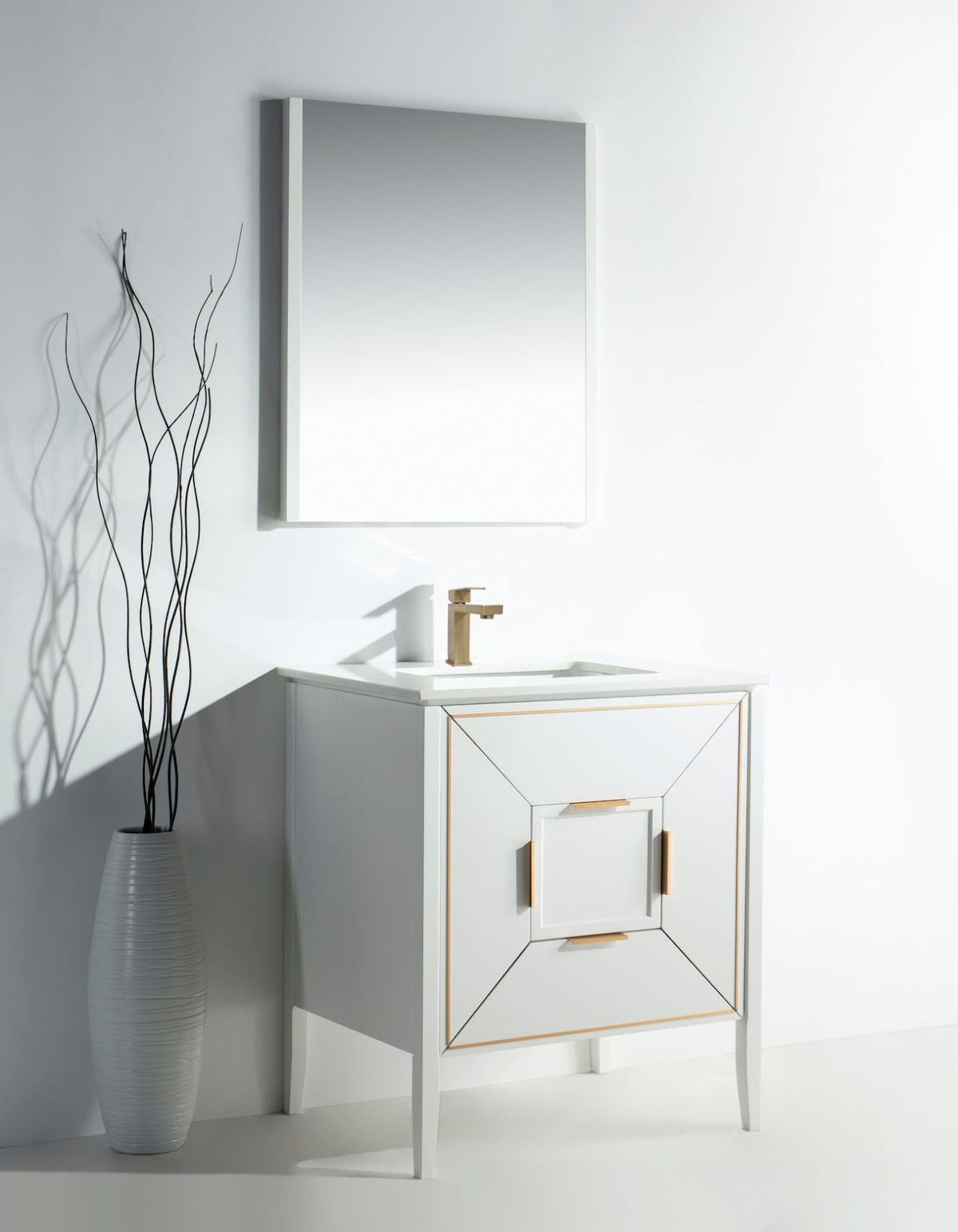 Vetro 30'' Semi Gloss White Vanity W/ Quartz Counter Top