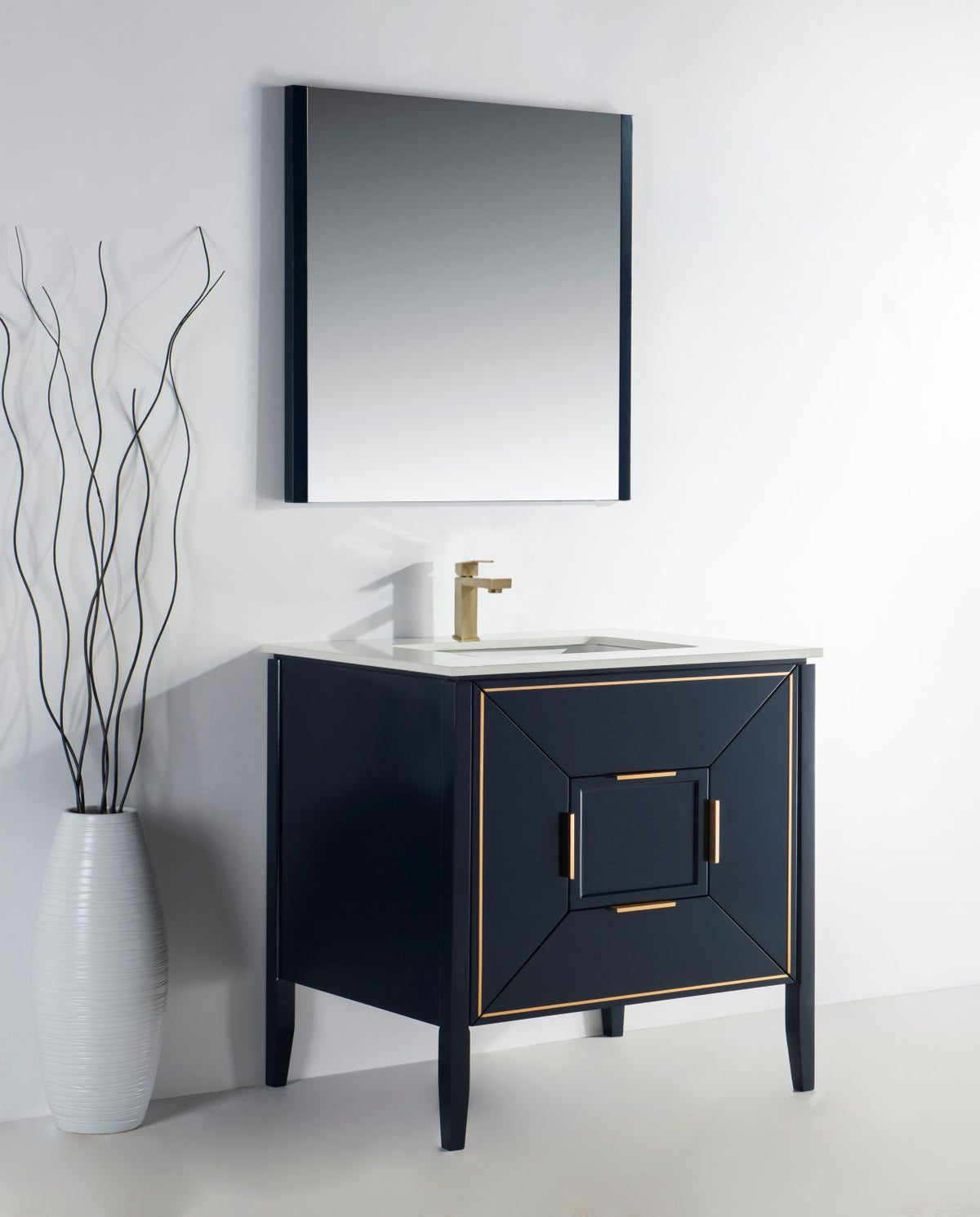 Vetro 36'' Navy Blue Vanity W/ Quartz Counter Top