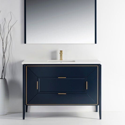 Vetro 48'' Navy Blue Vanity W/ Quartz Counter Top