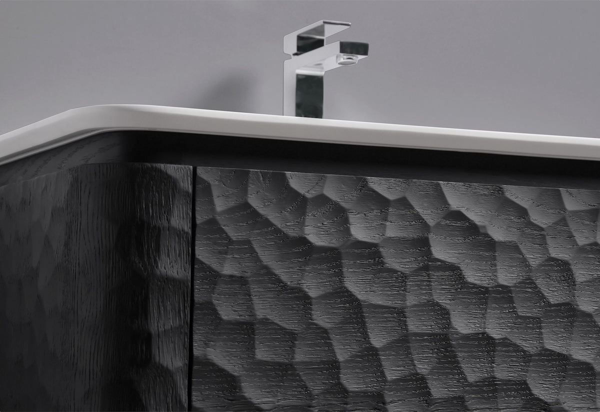 72'' Lumi Modern Double Sink Wall Mount Bathroom Vanity - True Black