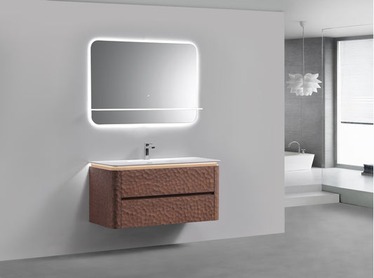 48'' Lumi Modern Wall Mount Bathroom Vanity - Weathered Wood