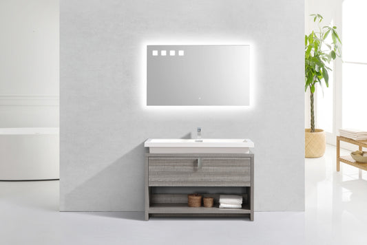 Levi 48" Ash Gray Modern Bathroom Vanity w/ Cubby Hole