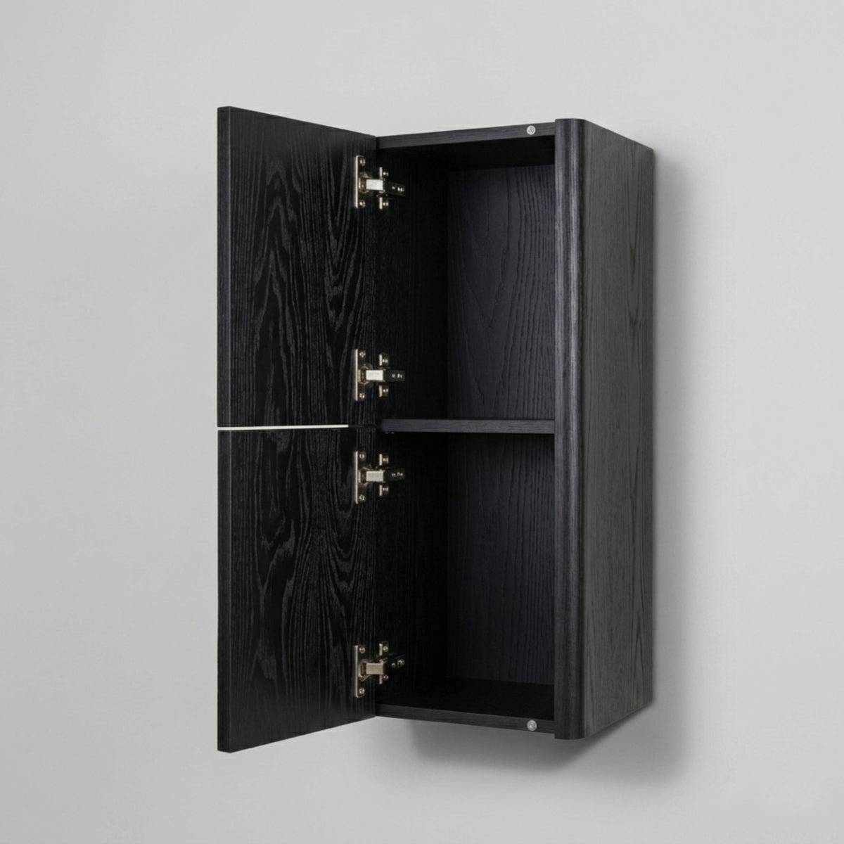 Lumi Bathroom Side Cabinet w/ 2 Storage Areas - True Black