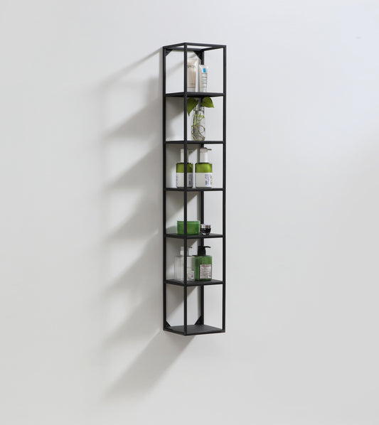 Kube 47'' High Wall Mount Metal Shelf Unit Black