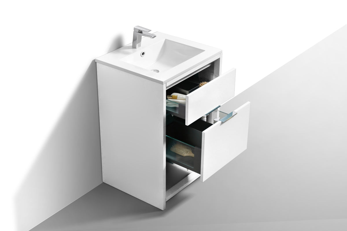 NUDO 24'' Floor Mount Modern bathroom Vanity in Gloss White Finish