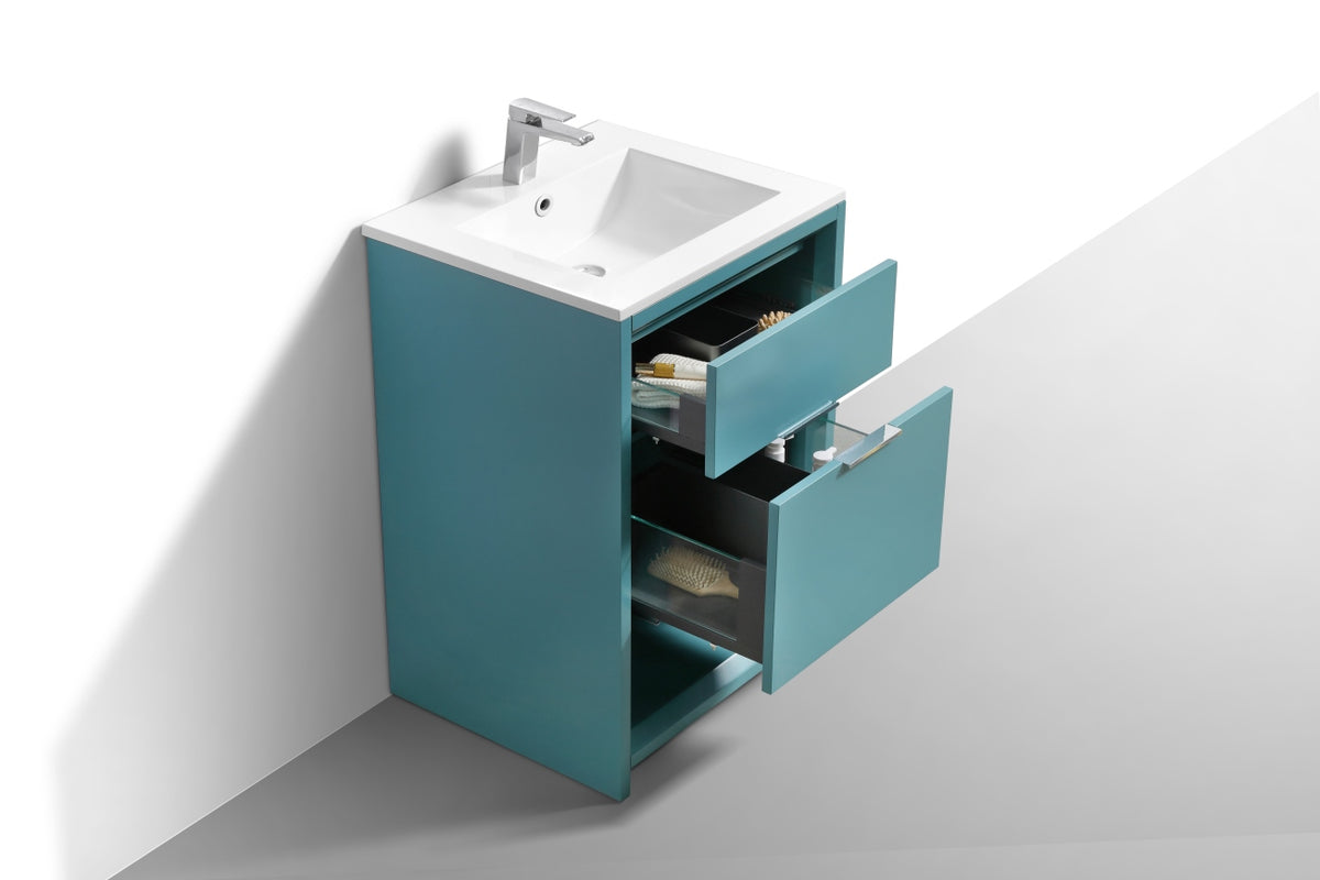 NUDO 24″ Floor Mount Modern bathroom Vanity in Teal Green Finish